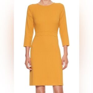 🌸 FINAL SALE PRICE 🌸 BANANA REPUBLIC Mustard Yellow Scallop Waist Dress 8 Petite